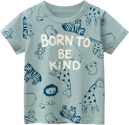 Boys' 4-Pack Excavator Short Sleeve Crewneck T-Shirts Top Tee Size 2-7 Years Toddler Boys' Value Pack Cotton T-Shirt