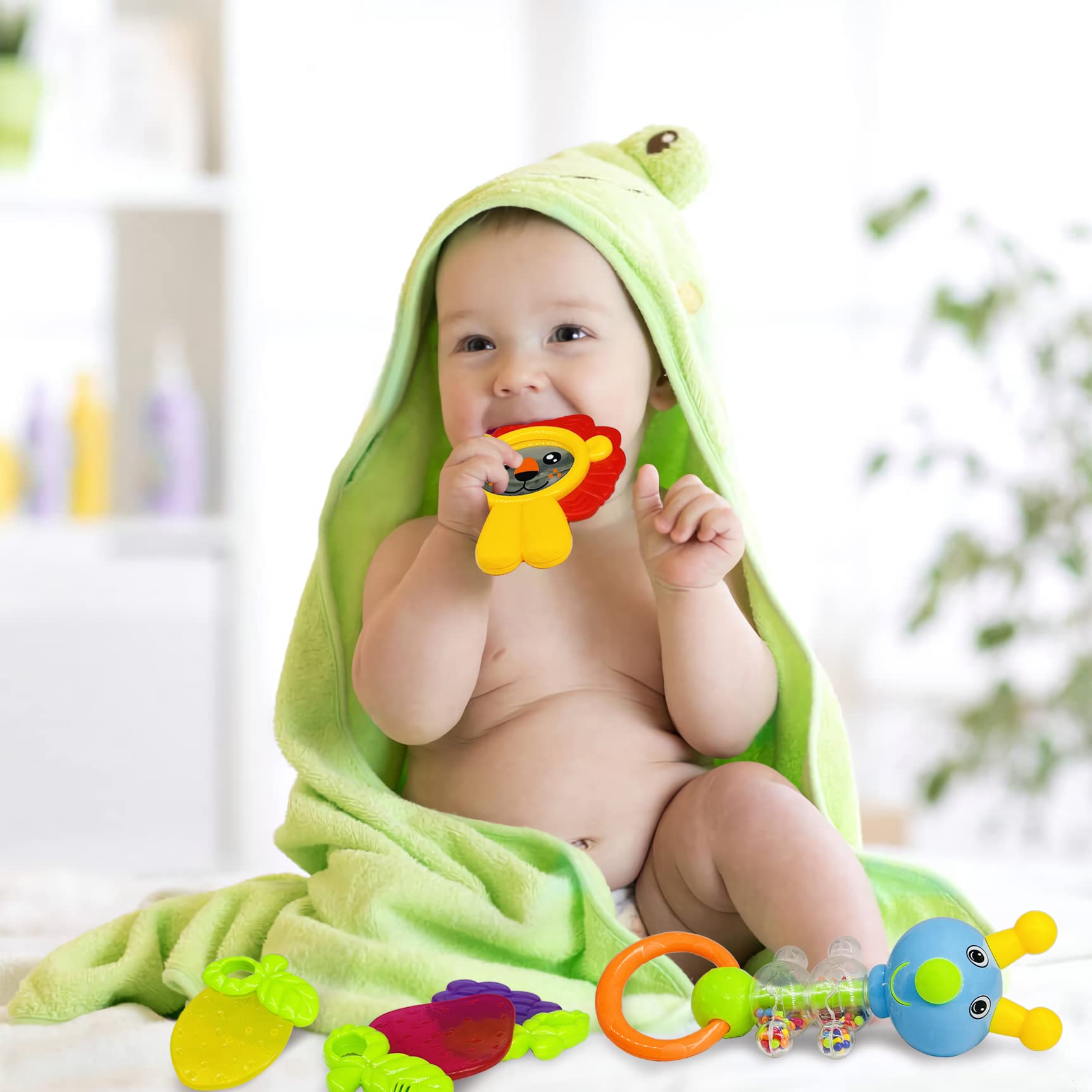 AIVIAI Baby Toys 0-6 Months Infant Toys 0-3 Months Infant Rattles Baby Rattle Teether Toy Set with