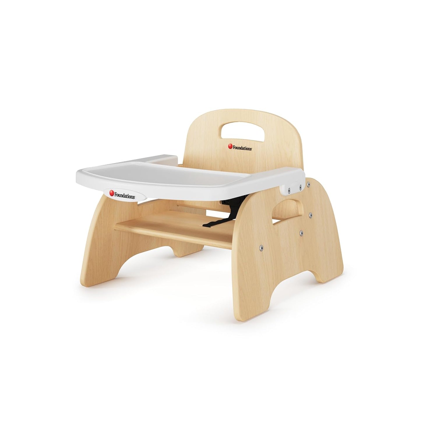 Foundations Easy Serve 5" Wood Feeding Chair for Toddlers, Adjustable Harness, Removable Dishwasher