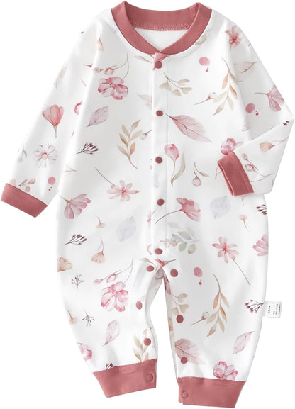 100% Organic Cotton Soft 3-24 Months Baby Romper Jumpsuits for Boys and Girls Unisex Long Sleeve