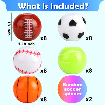42 Pack Sport Party Favors, Mini Fidget Spinner Sport Ball Toys for Kids Fidget Toys Soccer