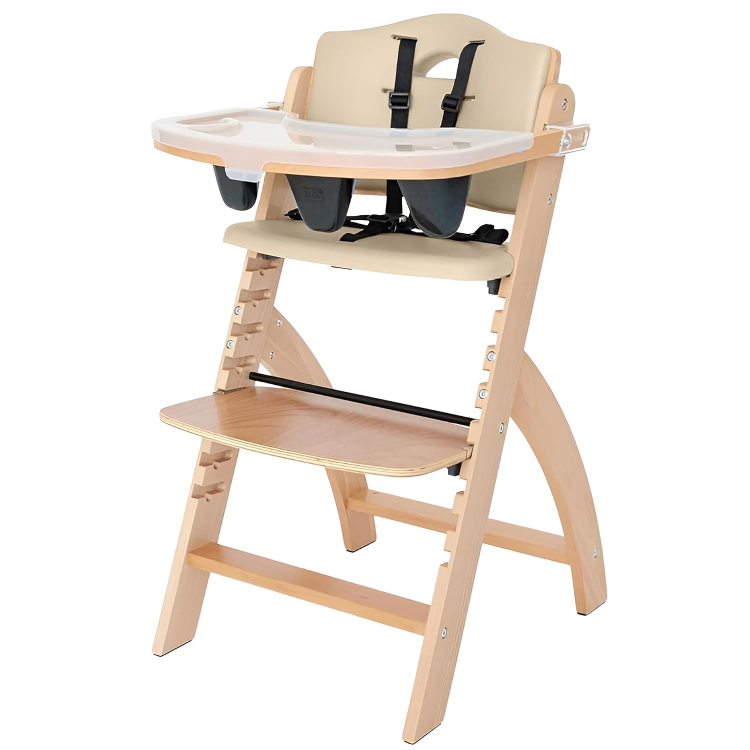 Abiie Beyond Junior Wooden High Chair with Tray - Adjustable and Convertible High Chair for Babies