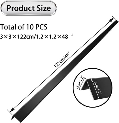 10PCS 1.2x1.2x48” Aluminum Alloy Metal Wall Corner Protectors for Wall 20Ga Thickness Black Color Wall Corner for Wall, Guards Door Trim and Window Frames