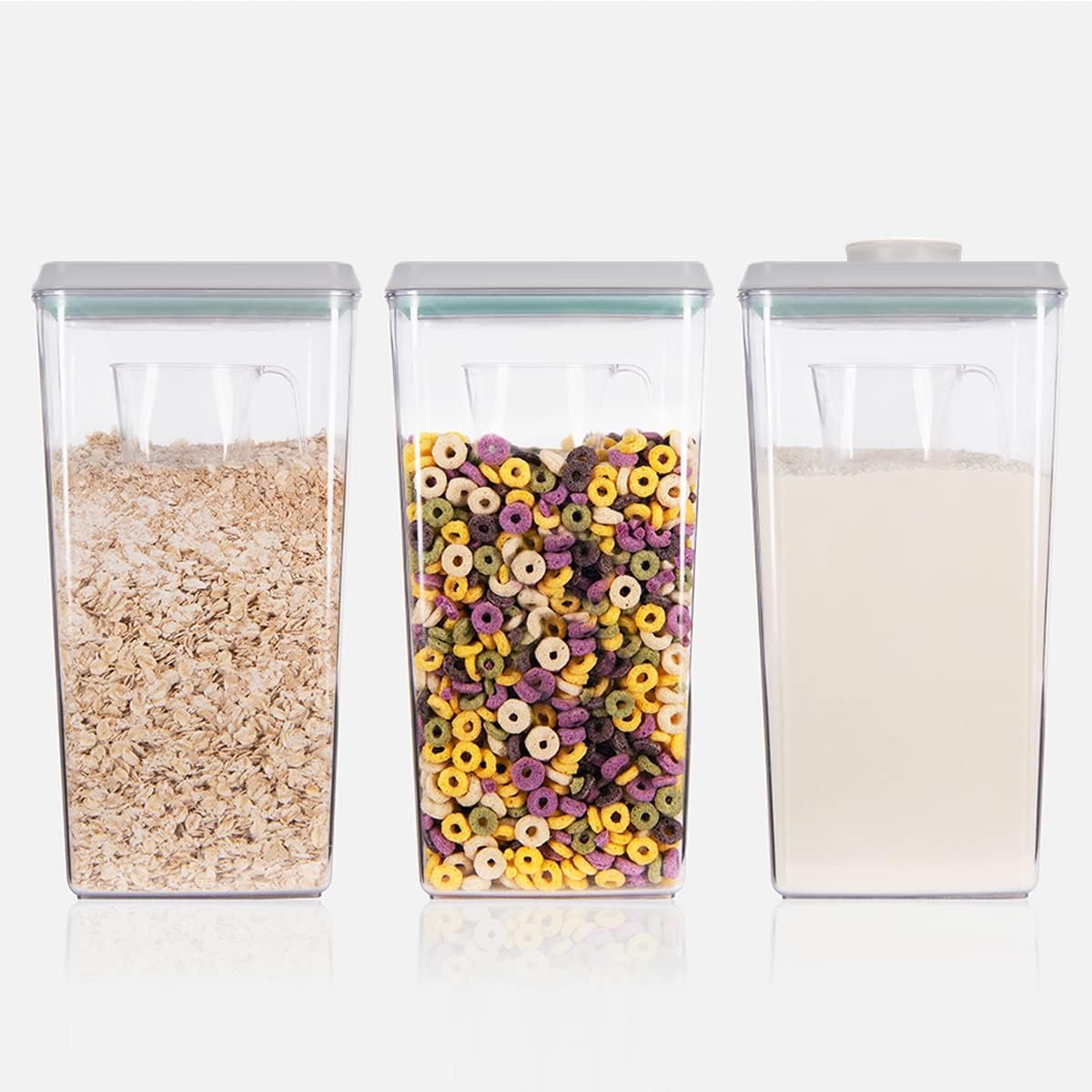 Ankou Airtight Pop Cereal Container, 3300ml Each Large Cereal Containers with Scoops Food Storage