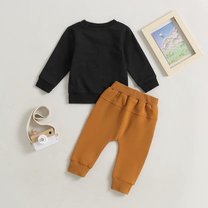 Baby Boy Clothes Fall 6 12 18 24 Months Football Long Sleeve Pullover Tops & Pant Sets Toddler Winter Outfits