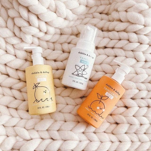 Dabble & Dollop Citrus Kiss Bundle, Natural Bubble Bath, Body Wash & Shampoo for Kids, USA-made