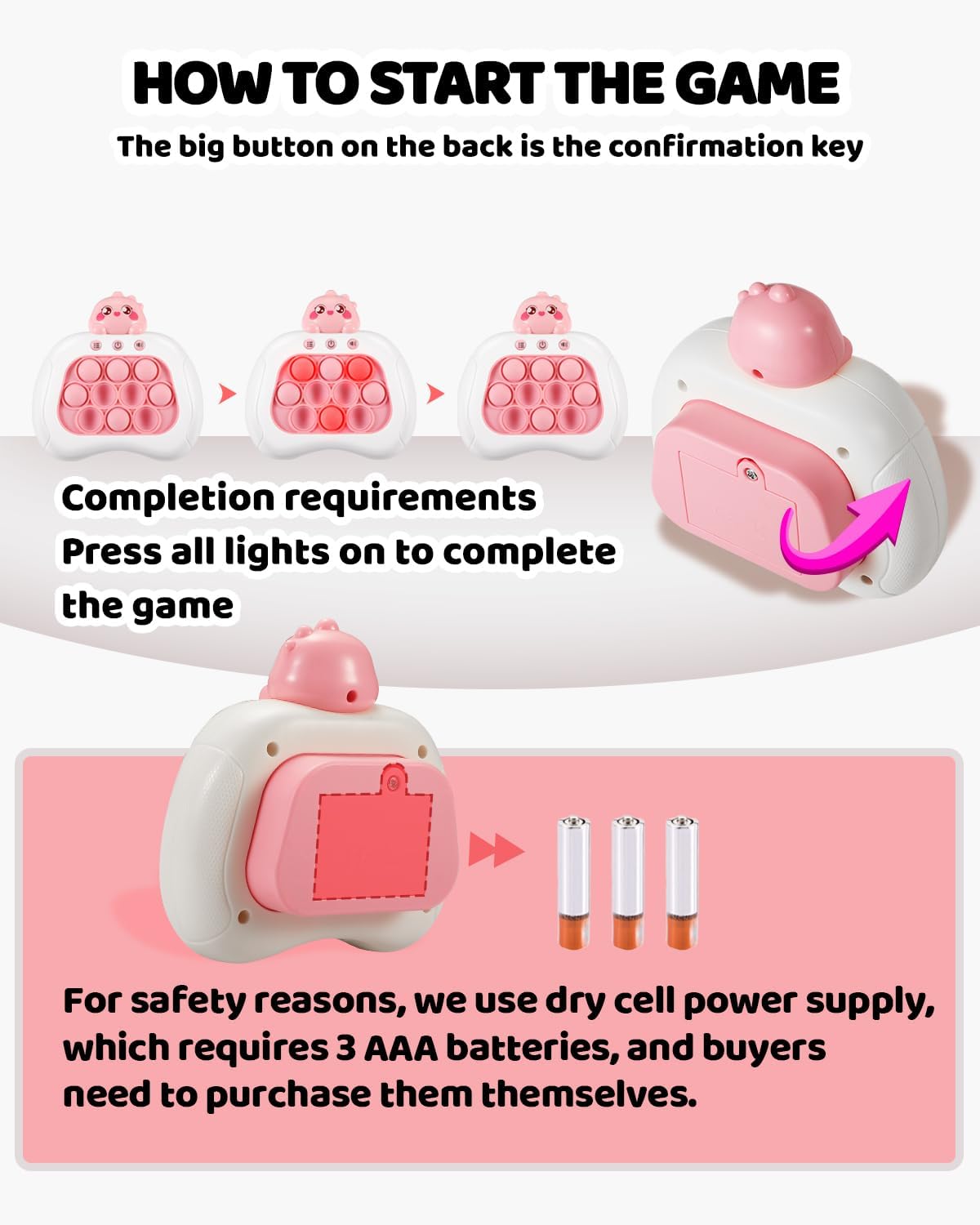 Quick Push Game Console,4 Modes Games, A Toy Game Machine That Exercises Reaction Ability and