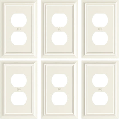 6-Pack Duplex Outlet Cover Plate, Decorative Light Almond Switch Plates and Outlet Covers, Natural Bamboo Fiber Wall Plates for Electrical Outlets, 1 Gang Receptacle Cover, Corrosion Resistant