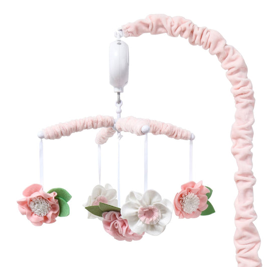 The Peanutshell Crib Mobile for Girls - Pink Musical Baby Crib Mobile with 12 Lullabies, Flower