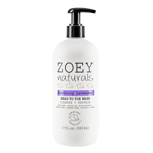 Zoey Naturals - Soothing Lavender Wash & Shampoo - Toddlers & Kids - With Tear-free, Paraben-Free