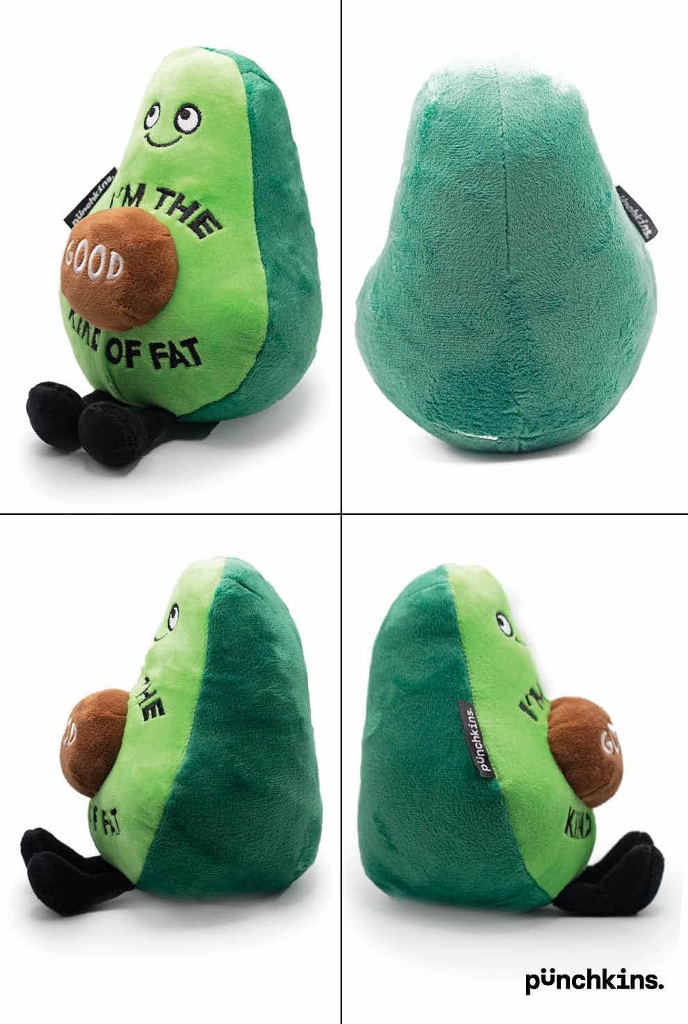Avocado Foodie Plushie, Funny Pun Meme Gag Gift, White Elephant, Stocking Stuffer Present, Great for Emotional Support, Fun Desk Accessory, Weighted Base for Display