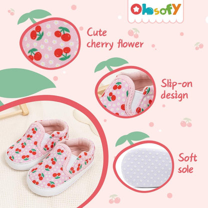 Morbido Infant Baby Boys Girls Canvas Sneaker Toddler Slip On Anti Skid Newborn First Walkers Candy Shoes for 0-18 Months