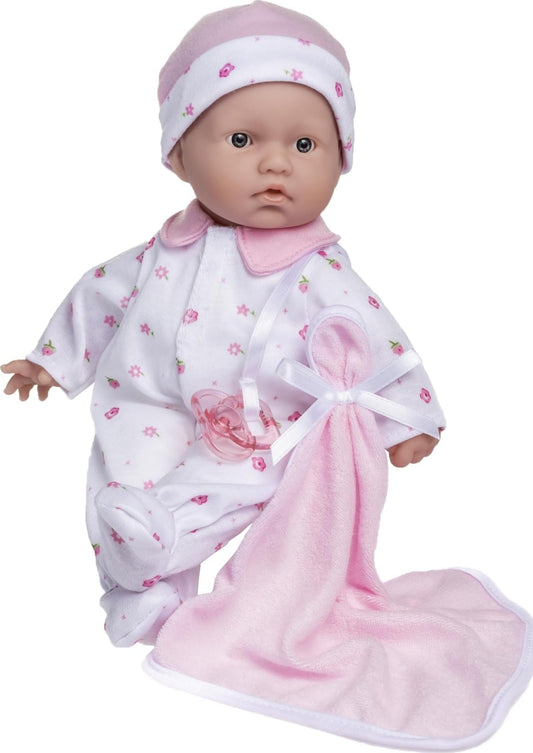 JC Toys La Baby Caucasian Baby Doll Set – 11 Inch Soft Baby Doll | Washable |Removable Pink Outfit