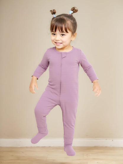 Aablexema Baby Zipper Pajamas Bamboo Rayon, 3pcs Unisex Infant Onesie with Mitten Long Sleeve Footed Pjs