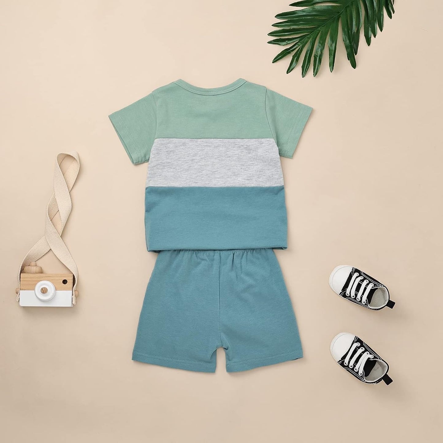 Baby Boy Clothes Toddler Boy Summer Outfits Short Sleeve Patchwork Top T-shirt & Pocket Pant Set 2 Piece 12 Months-4T