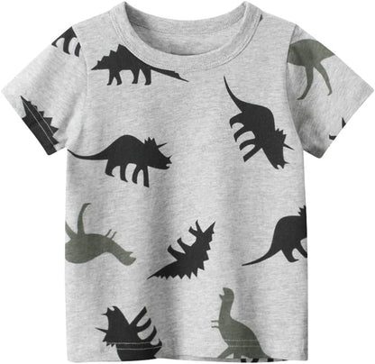 Boys' 4-Pack Excavator Short Sleeve Crewneck T-Shirts Top Tee Size 2-7 Years Toddler Boys' Value Pack Cotton T-Shirt