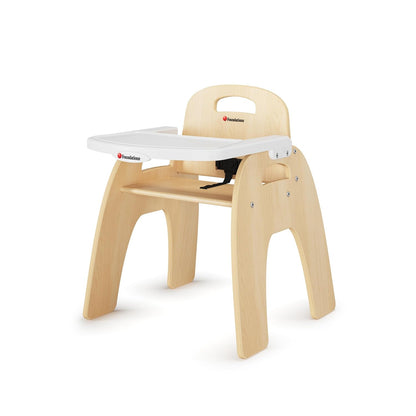 Foundations Easy Serve 13" Wood Feeding Chair for Toddlers, Adjustable Harness, Removable