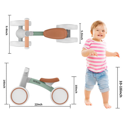 SEREED Baby Balance Bike for 1-2 Year Olds - 4 Wheels, First Bike for Toddlers, Birthday Gift