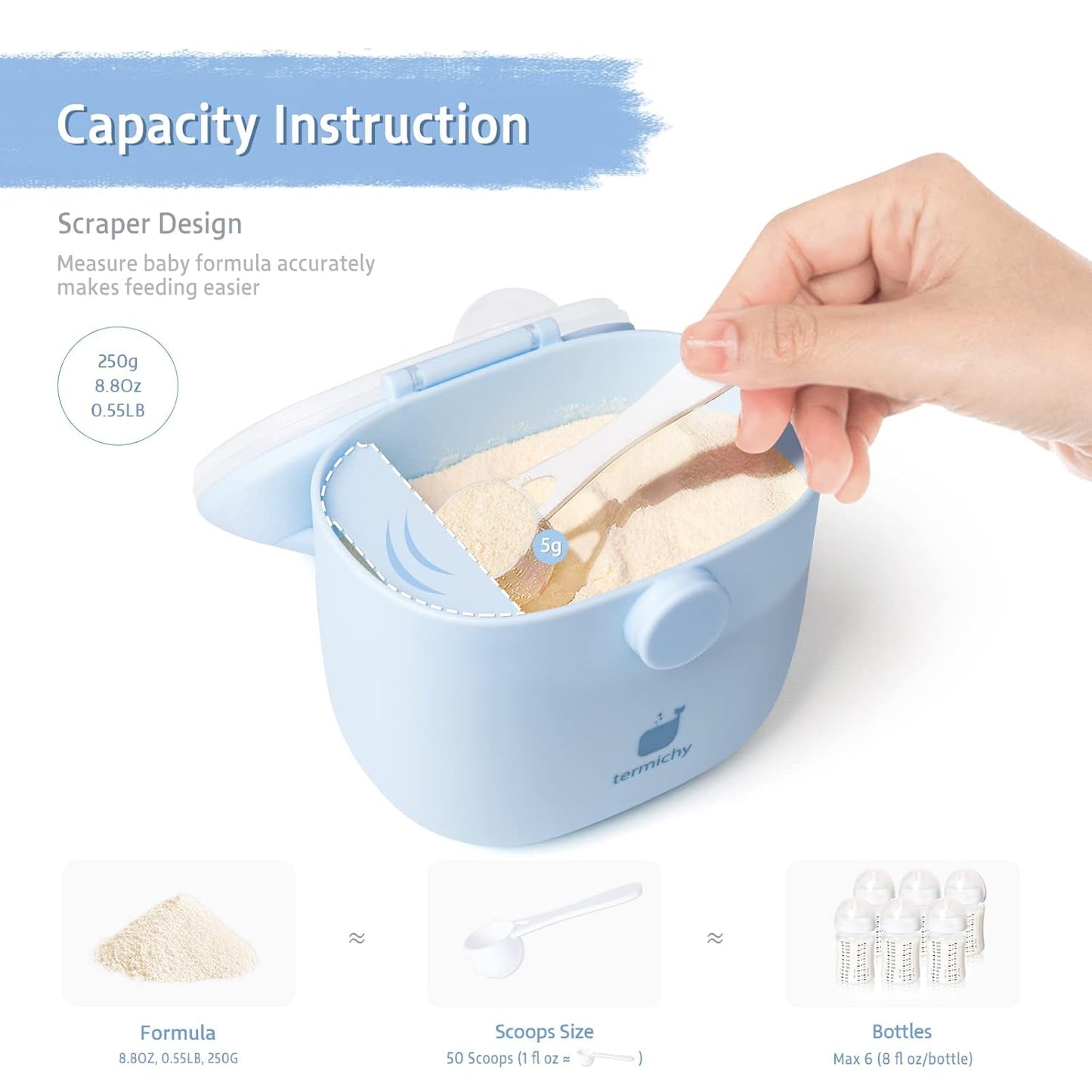 Termichy Baby Formula Dispenser, Portable Milk Powder Dispenser Container with Carry Handle and