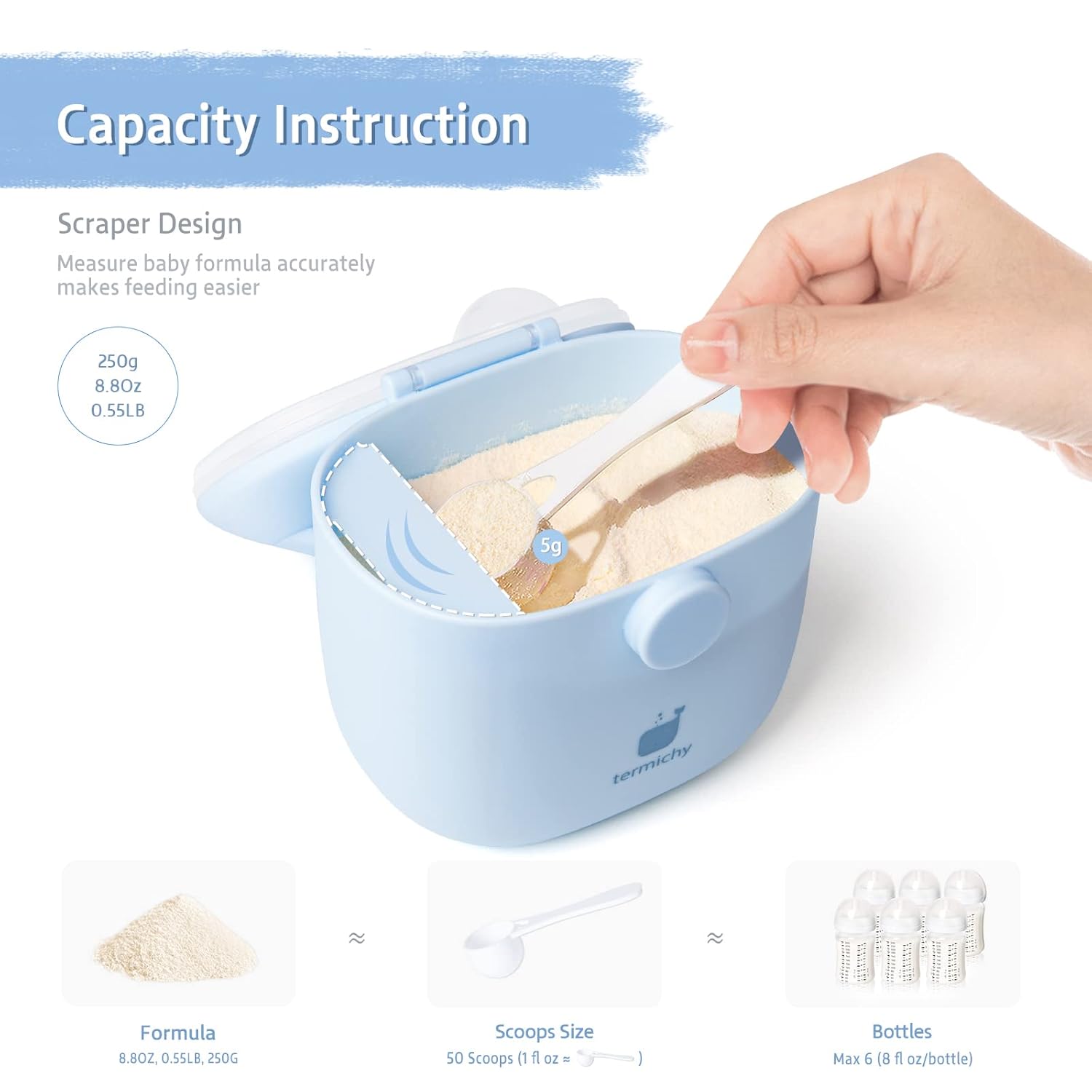 Termichy Baby Formula Dispenser, Portable Milk Powder Dispenser Container with Carry Handle and