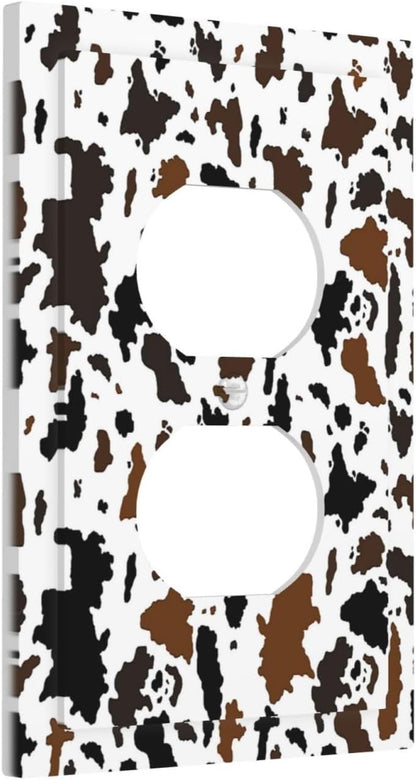 Outlet Covers Rustic Cowhide Highland Cow Milk Cow 1 Gang Duplex Light Switch Cover Decorative