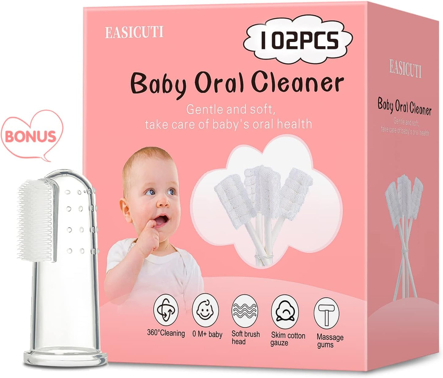 102PCS Baby Tongue Cleaner,Baby Oral Cleaner Newborn Baby Toothbrush,Disposable Infant Toothbrush