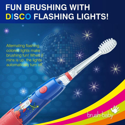 B07YVKSLHYBrush‑Baby - KidzSonic Rocket Kids Electric Toothbrush for Ages 3+ with Disco LED Lights