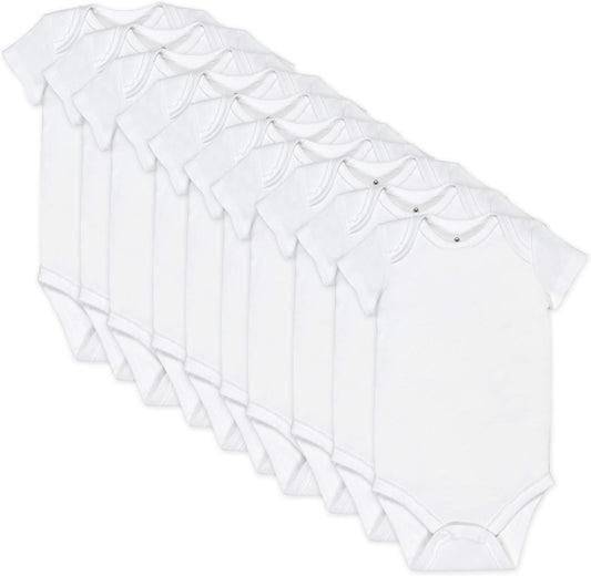 HonestBaby unisex-baby 10-pack Short Sleeve Bodysuits One-piece 100% Organic Cotton for Infant Baby Boys, Girls