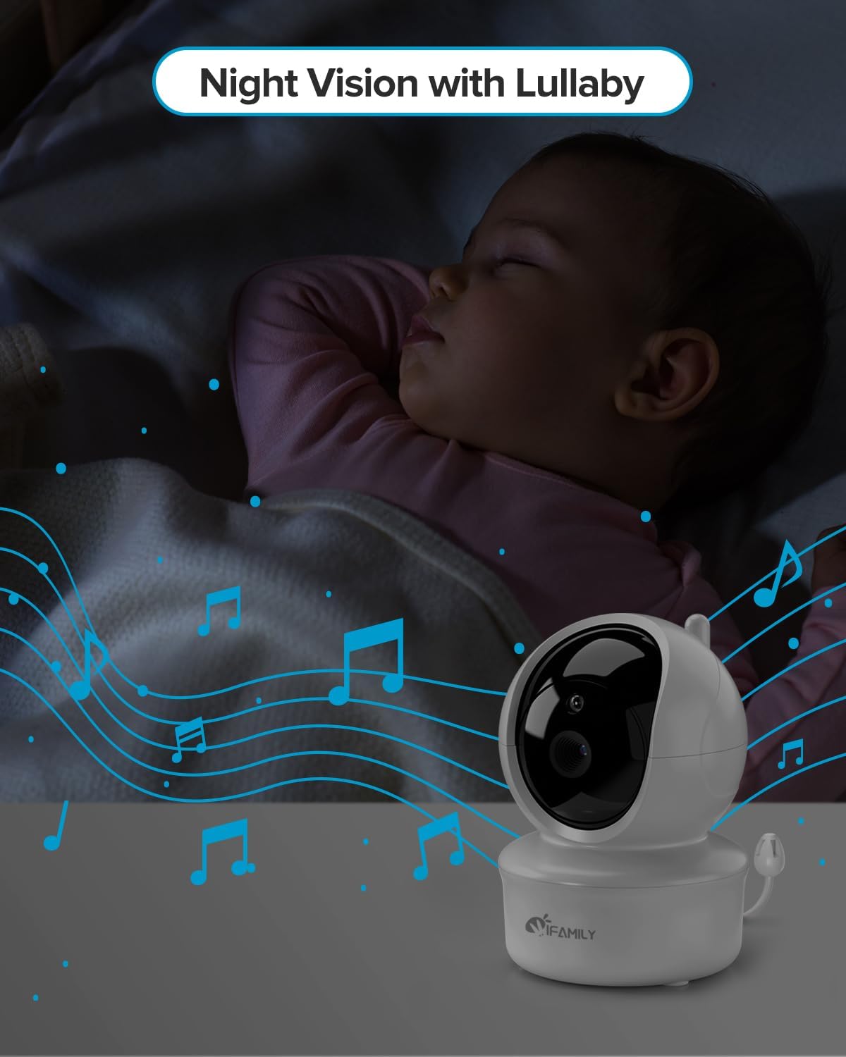 iFamily Baby Monitor - Large 5" Screen with 30Hrs Battery Life - Remote Pan-Tilt-Zoom;No WiFi