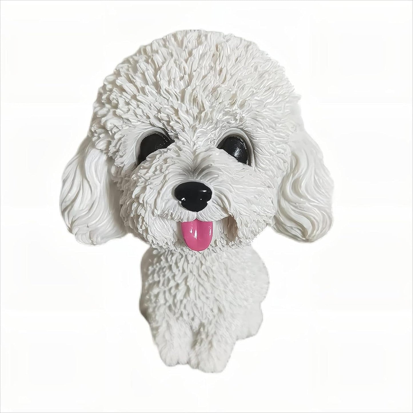 Resin Bobbing Head Dog Figurines Mini Bobblehead Puppy for Home Office Desk Car Dashboards Decor Ornaments (Teddy - White)