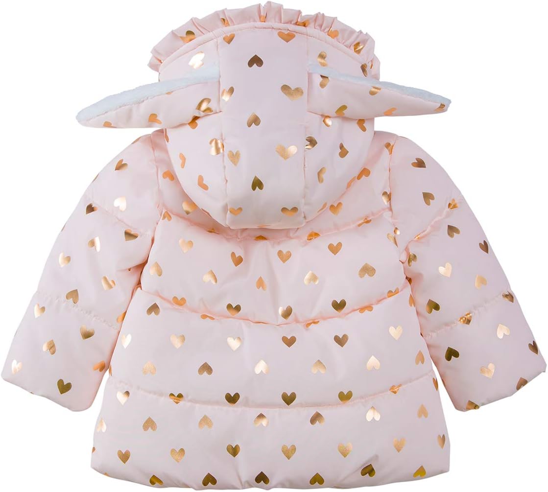 Rokka&Rolla Baby Girls' Water-Resistant Soft Mini Fur Lined Puffer Jacket Winter Coat for Newborn Infant Toddler