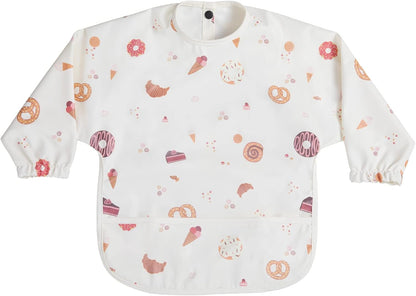 Long Sleeve Baby Bibs for Toddlers, Waterproof, Boys Girls Smock with Food Catcher Pocket for Feeding, Eating