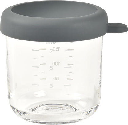 BEABA 8 oz Glass Baby Food Jars with Soft Silicone Air Tight Lids, Glass Storage Containers with