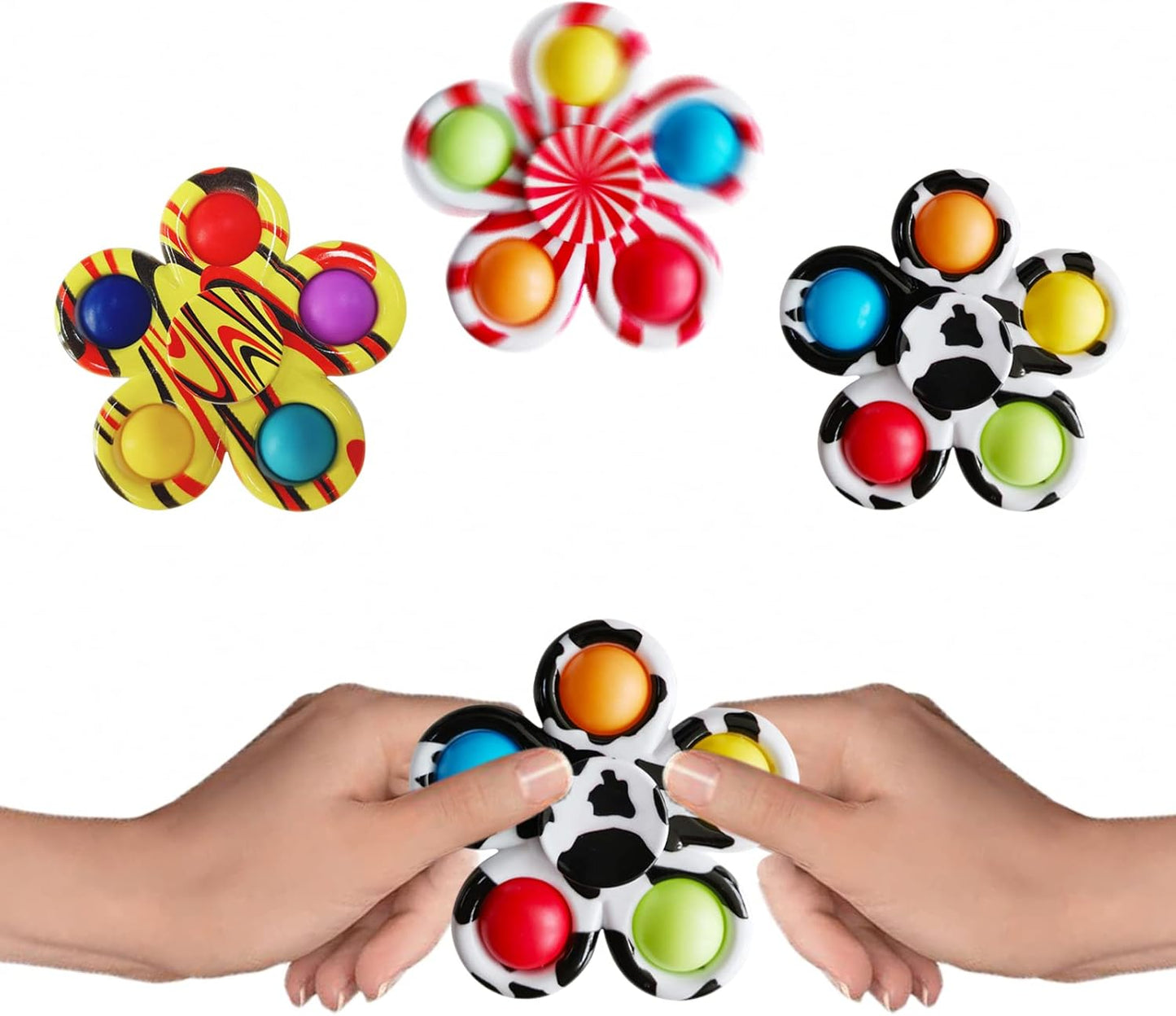 12 Pcs Pop Bubble Fidget Spinners for Party Favors, Hand Fidget Bulk Toys for Classroom Prizes, Christmas Valentine Gifts Goodie Bag Stocking Easter Basket Stuffers for Kids