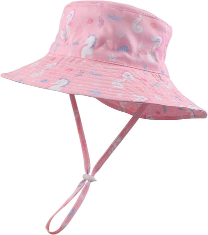Peecabe Summer Baby Sun Hat for Boys Girls UPF 50+ Wide Brim Toddle Bucket Hat Adjustable Baby Beach Cap 0-8 Years