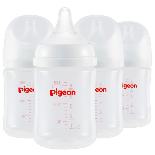 Pigeon PP Nursing Bottle Wide Neck, Anti-Colic, Streamlined Body, Natural Feel, Easy to Clean, 5.4