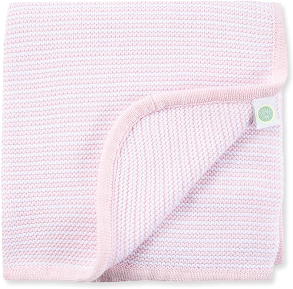 Little Me Knit Baby Blanket – 100% Soft Cotton, Snuggly and Breathable, Perfect as a Swaddle