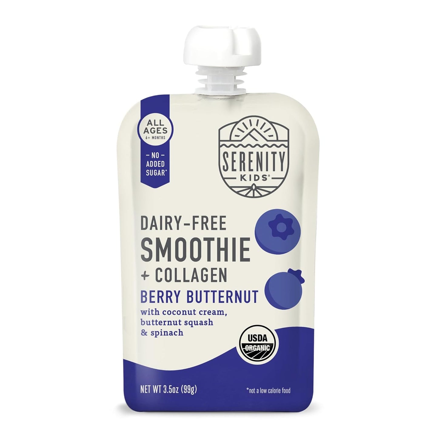 Serenity Kids 6+ Months Dairy Free Smoothie Baby Food - USDA Organic - Grass Fed Collagen Protein