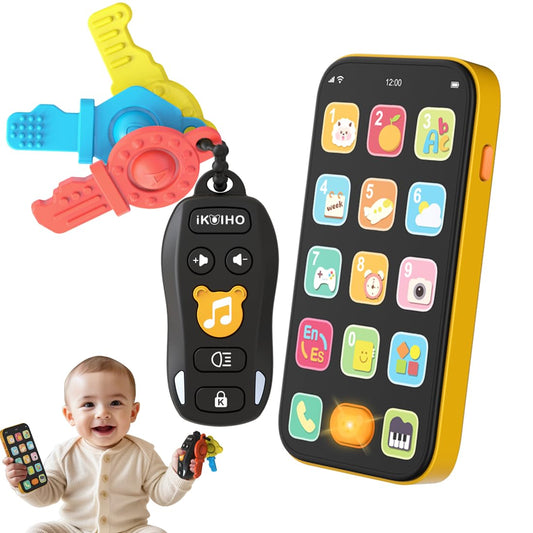 Baby Phone Baby Keys Toys Set, Bilingual Play Phone & Toy Keys for Toddlers