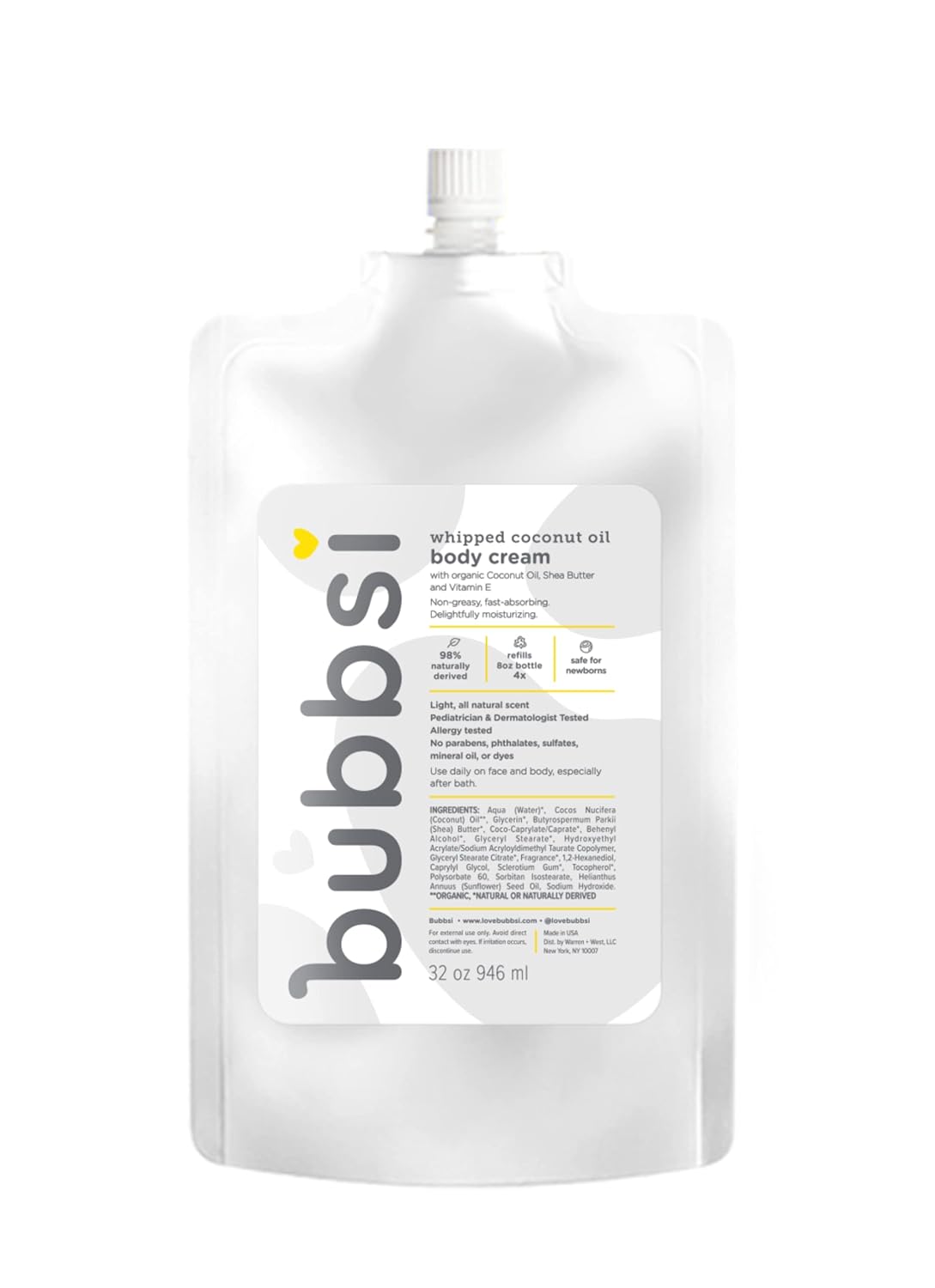 Bubbsi Whipped Coconut Oil Baby Lotion for Eczema, Dry Skin, Baby Acne, KP | Organic Coconut Oil