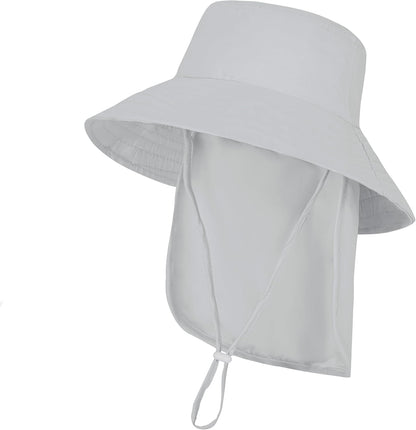 Baby Sun Hat Toddler Bucket Hats with Removable Neck Flap for Boys Girls Kids with Wide Brim Summer Beach UPF 50+