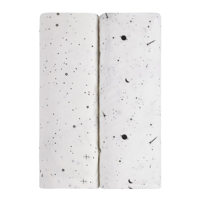 Ely’s & Co. Changing Pad Cover, Diaper Changing Table Sheets, 2 Pack, Cradle Sheet Set for Baby Boys/Girls, 100% Jersey Knit Cotton, Black and White Celestial Collection, 32”x16”x5”