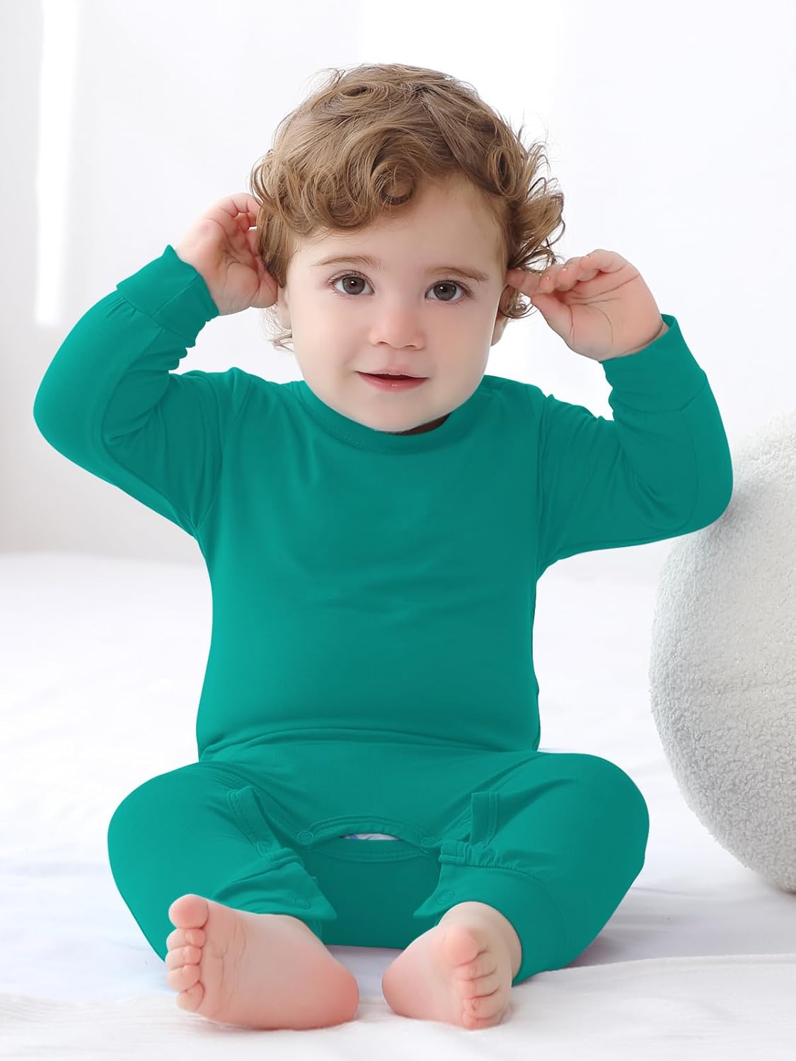 GUISBY Rayon Baby Pajamas, Long Sleeve with Snap Closure Pajamas Sleepers