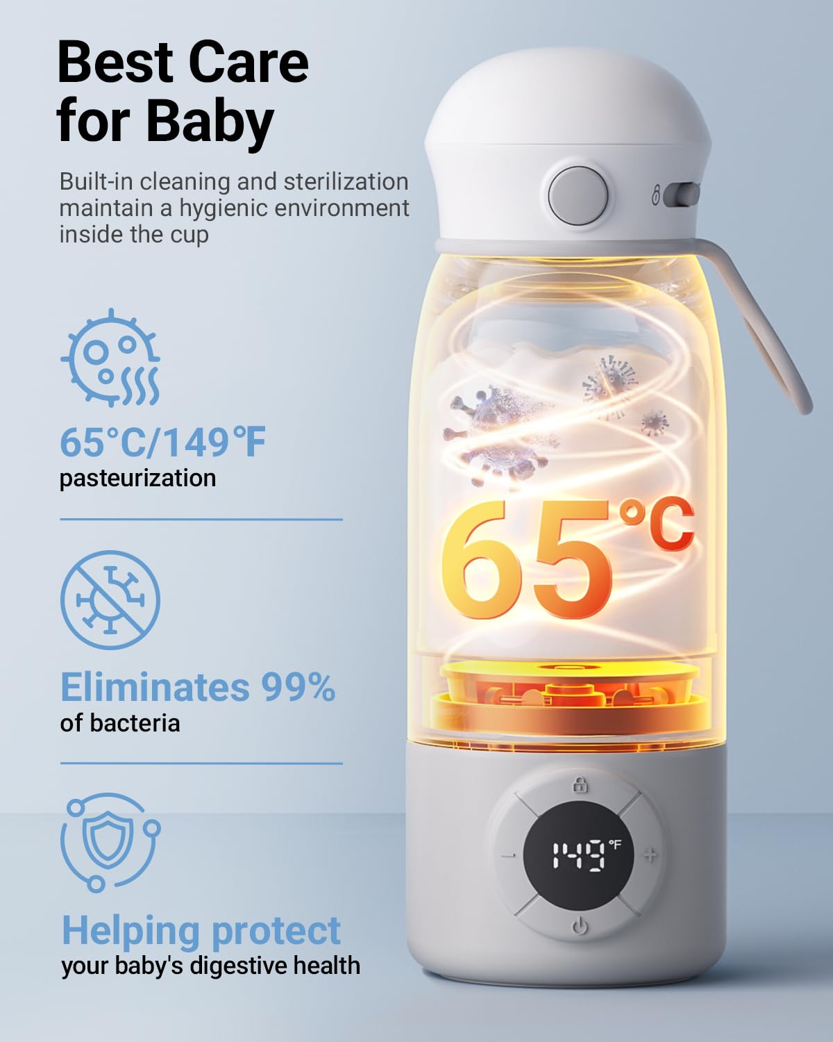 Bear Portable Bottle Warmer, Super Fast Charging, Instant Formula Breastmilk Water Warmer with 17