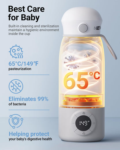 Bear Portable Bottle Warmer, Super Fast Charging, Instant Formula Breastmilk Water Warmer with 17