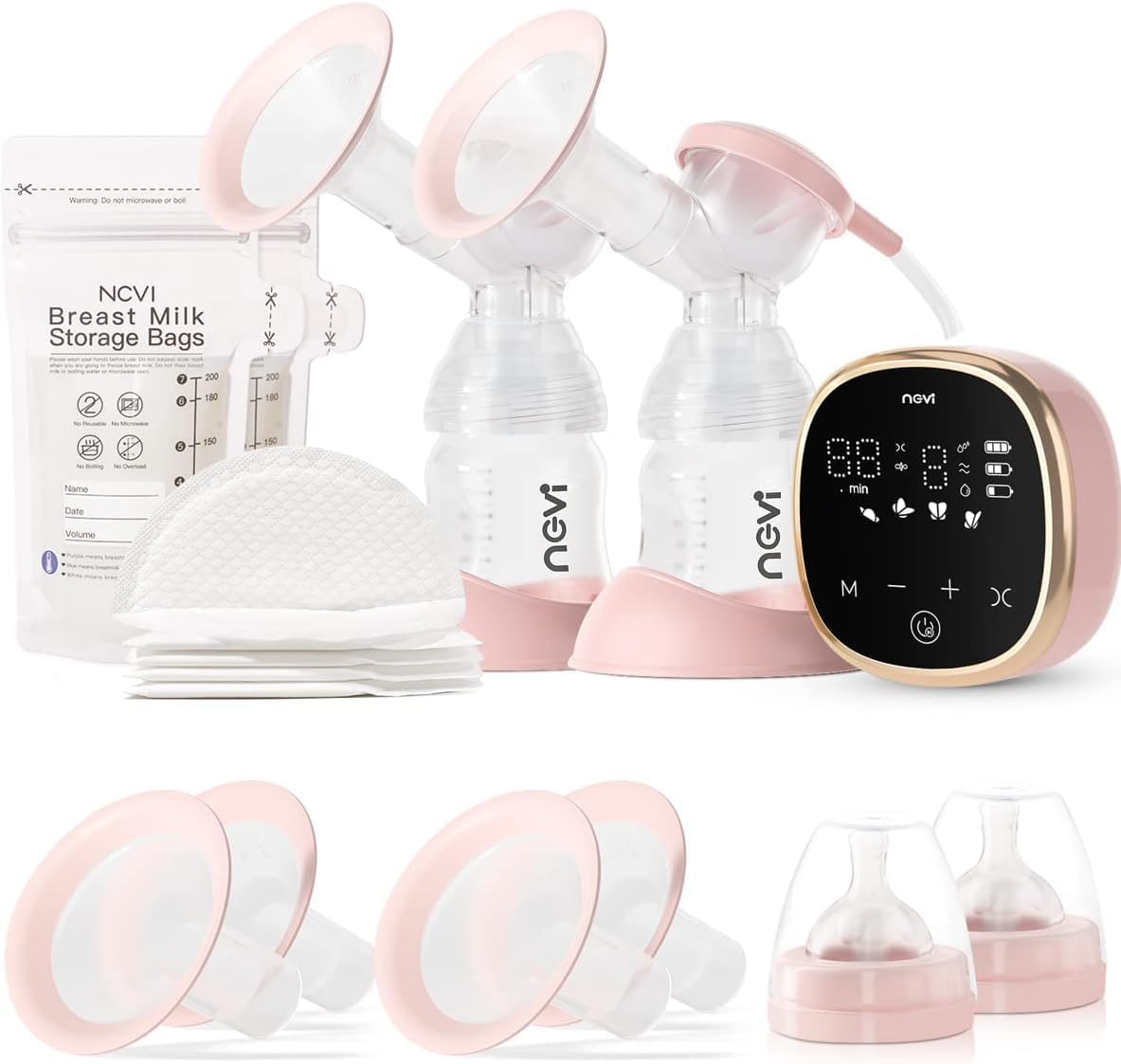 NCVI Electric Breast Pump 8782, Portable Hospital-Grade Double Pump with 4 Modes & 9 Levels