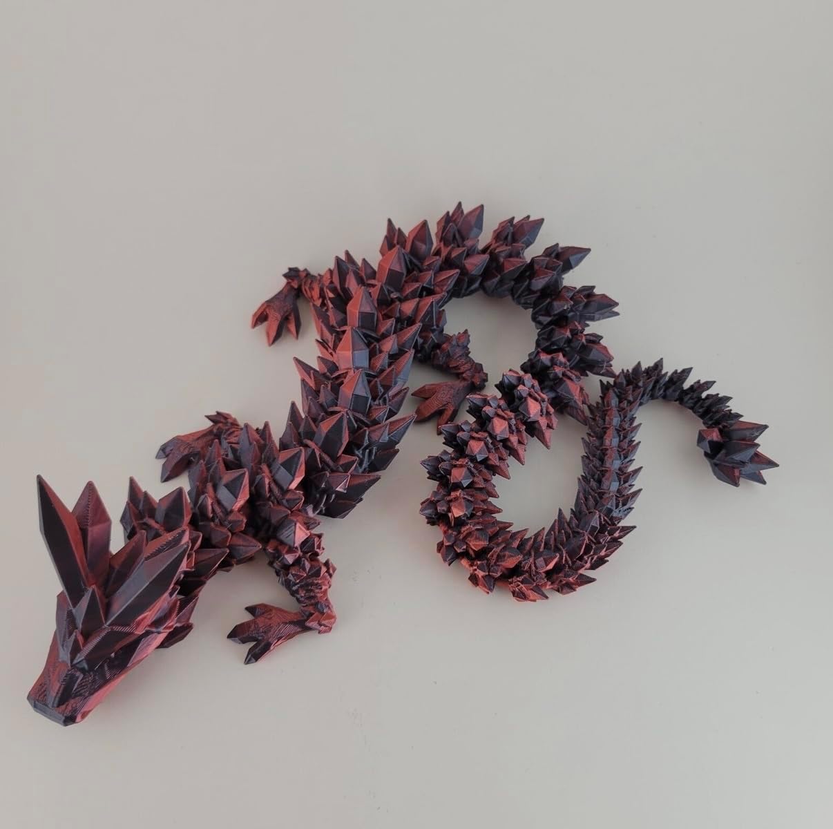Crystal Dragon - Articulated Flexi Dragon - 3D Printed Gift (Baby, Red/Black)