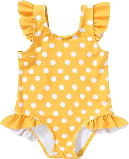 Tiny Cutey Toddler Girl Swimsuit Ruffled Stripe Sleeveless Swimwear One-Piece Baby Girl Bathing Suits