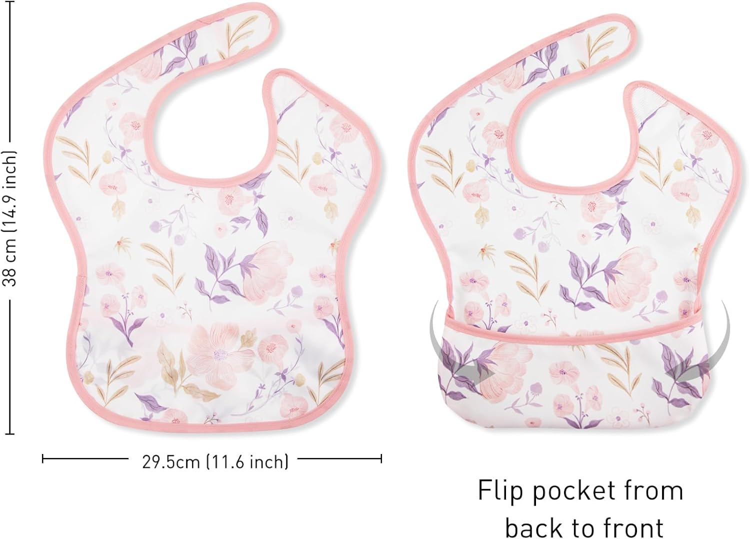 Mess Proof Baby Bib 3 Pack, Waterproof Led Weaning Baby Feeding Bibs with Food Catcher, Travel