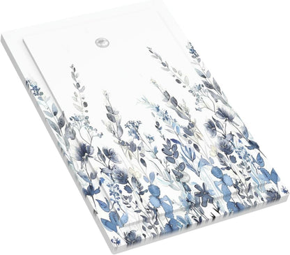 Light Switch Cover Plate Light Blue Watercolor Leaves Plant With Floral 1 Gang No Device Blank Electrical Wall Plates Faceplate Decorative Switch Plate for Bedroom Bathroom Decor
